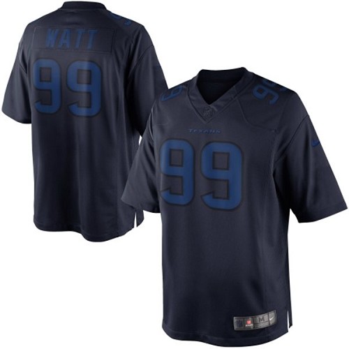 Men's Limited J.J. Watt Nike Jersey Navy Blue - #99 Drenched NFL Houston Texans